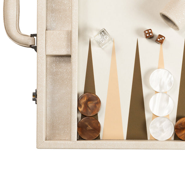 Beige Stingray <br> Backgammon Set with Handle <br> (L 52 x W 36) cm