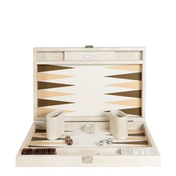 Beige Stingray <br> Backgammon Set <br> (L 38 x W 24.5) cm
