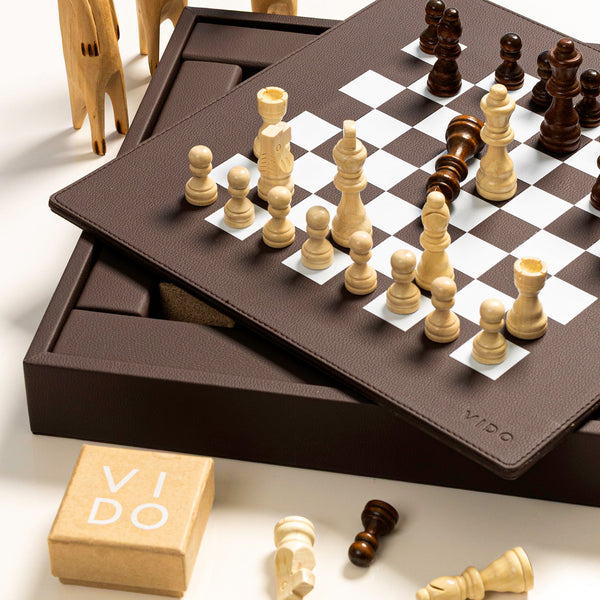 Chess Set <br> Walnut Brown <br> (L 36.5 x H 5.2) cm