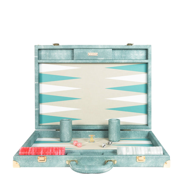 Ocean Green Stingray <br> Backgammon Set with Handle <br> (L 52 x W 36) cm