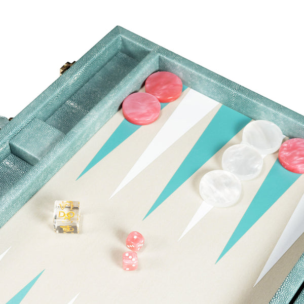 Ocean Green Stingray <br> Backgammon Set with Handle <br> (L 52 x W 36) cm