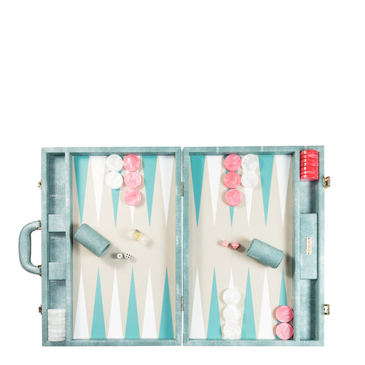 Ocean Green Stingray <br> Backgammon Set with Handle <br> (L 52 x W 36) cm