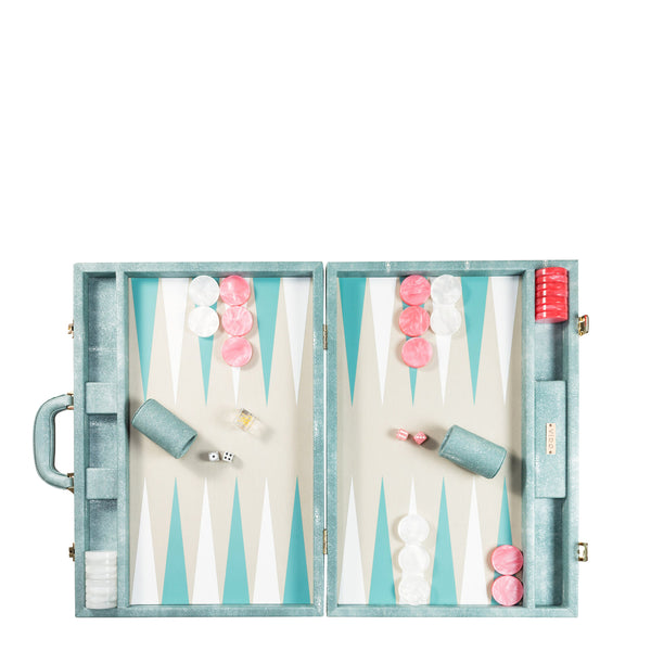 Ocean Green Stingray <br> Backgammon Set with Handle <br> (L 52 x W 36) cm