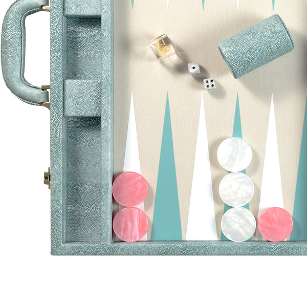 Ocean Green Stingray <br> Backgammon Set with Handle <br> (L 52 x W 36) cm