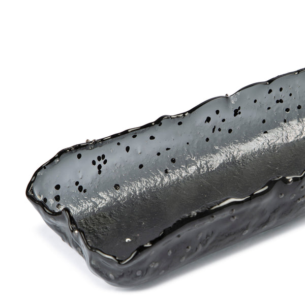 Long Deep Platter <br> Black with Dots <br> (L 60 x W 18) cm