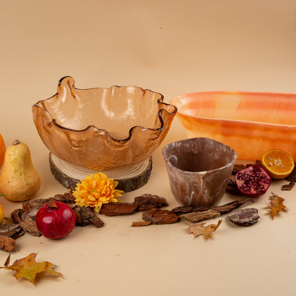 Round Platter <br> Amber <br> (Ø 35 x H 12) cm