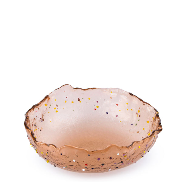 Deep Round Platter <br> Amber with Multicolor Dots <br> (Ø 35 x H 12) cm