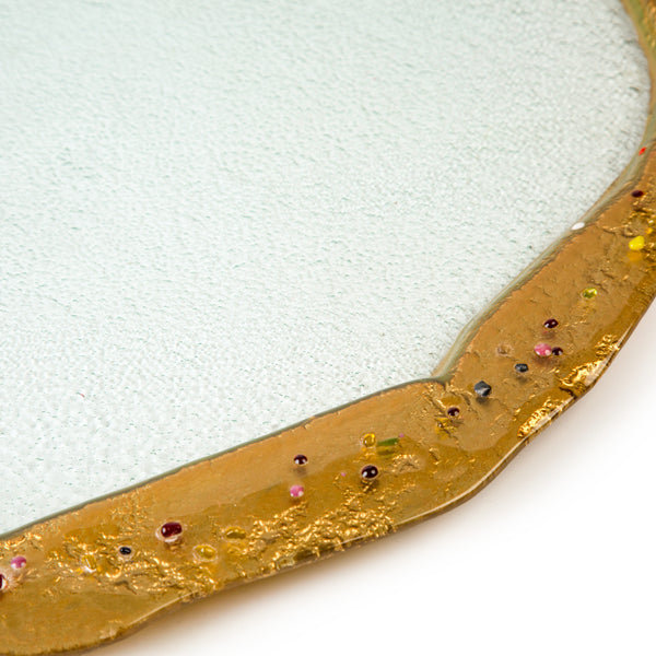 Round Flat Platter <br> Clear with Golden Rim <br> (Ø 55) cm