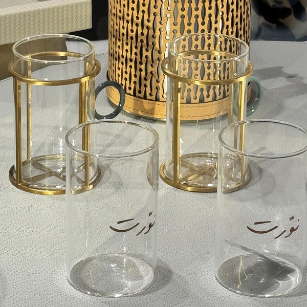 Pop of Color Teacup <br> 
Gold / Grey <br> 
Set of 6