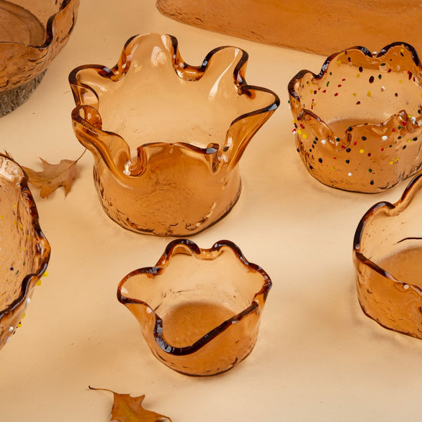 Deep Bowl <br> Amber with Multicolor Dots <br> (Ø 12 x H 7) cm