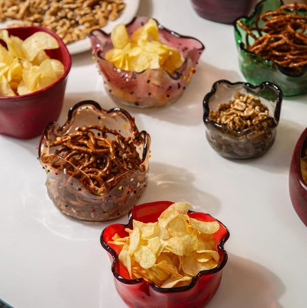 Deep Bowl <br> Amber with Multicolor Dots <br> (Ø 12 x H 7) cm