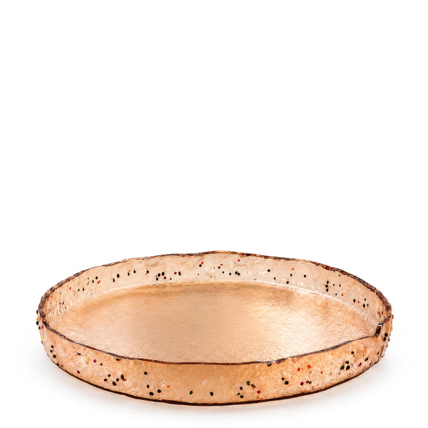 Round Platter <br> Amber with Multicolor Dots <br> (Ø 50 x H 5) cm