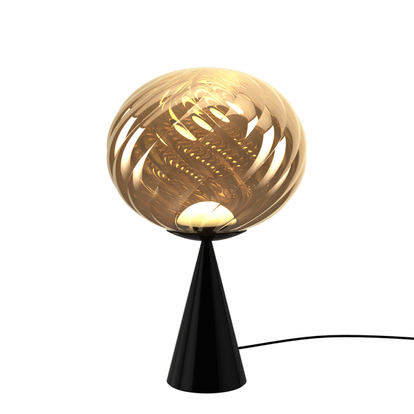Whirl Cone Fat Table Lamp <br> Gold / Black <br> (L 30 x W 30 x H 47) cm