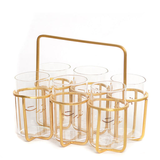 Carrier with Nawarit Drinking Glass <br> 
Set of 6