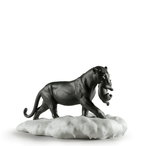 Black Panther with Cub Figurine <br> (L 25 x W 48 x H 25) cm