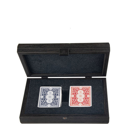 Playing Cards <br> Dark Grey Leatherette Wooden Case <br> (24 x 16) cm