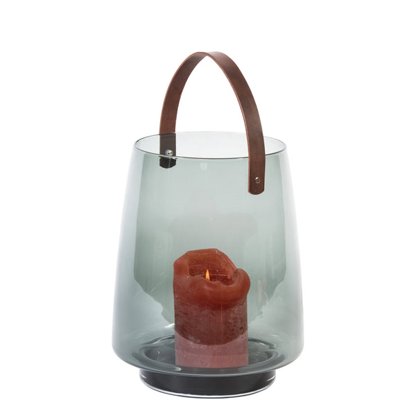 Hurricane with Leather Handle <br> Candle Holder <br> (Ø 28 x H 35) cm