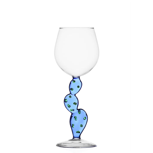 Desert Plants Stemmed Glass <br> Light Blue Cactus <br> 350 ml