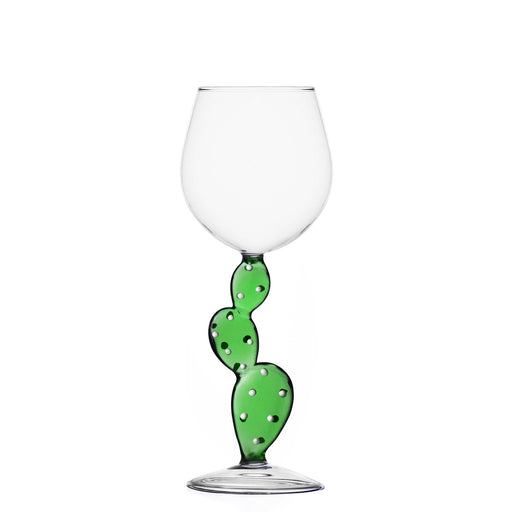 Desert Plants Stemmed Glass <br> Green Cactus <br> 350 ml