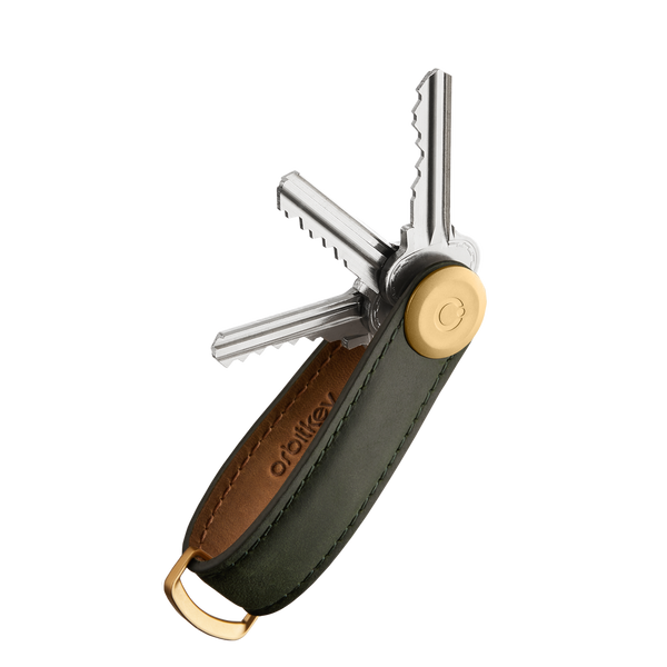 Crazy-Horse Key Organizer <br> Forest Green with Green Stitching