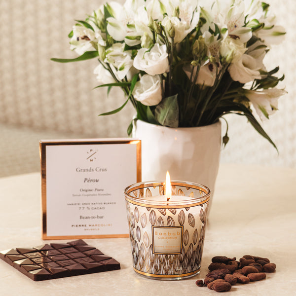 Pierre Marcolini Perou Candle <br> 
Lime, Jasmine, Vetiver
<br> Limited Edition
<br> (H 10) cm