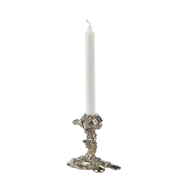 Drip Candle Holder <br> Silver <br> (L 14 x W 8 x H 14) cm
