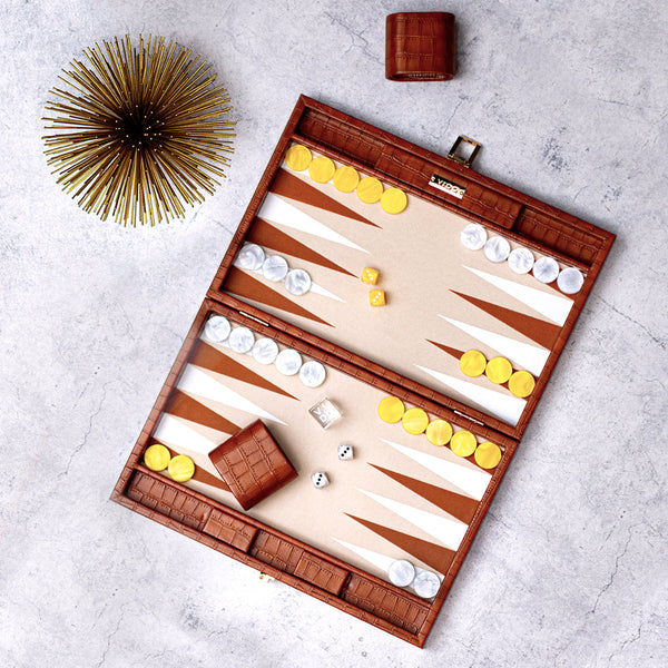 Chestnut Alligator <br> Backgammon Set <br> (L 38 x W 24.5) cm