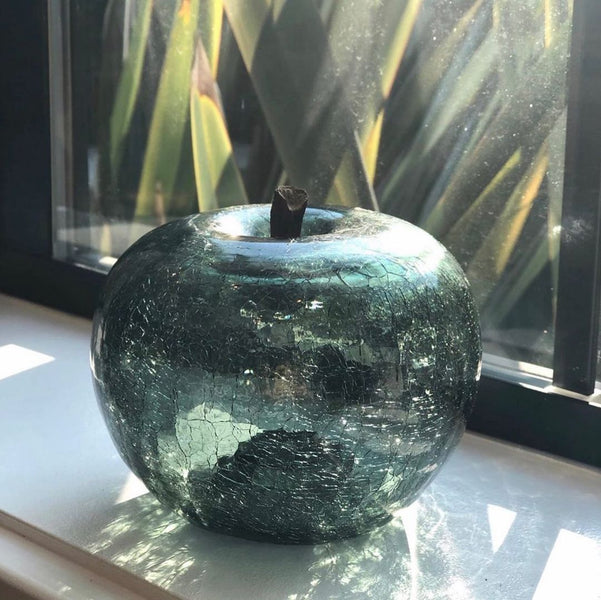 Apple Crackled Glass Transparences <br> Zirconium <br> (Ø 20 x H 15) cm