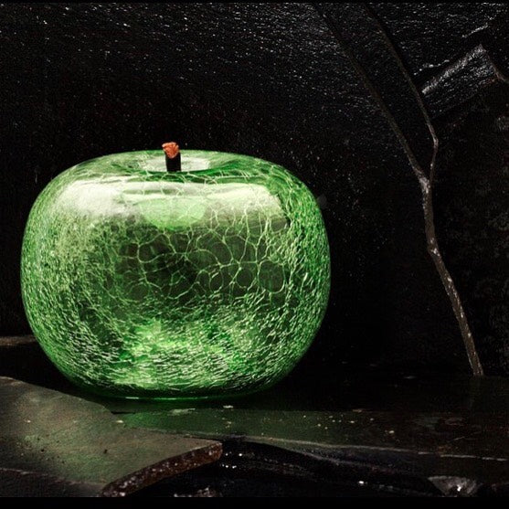 Apple Crackled Glass Transparences <br> Emerald <br> (Ø 30 x H 26) cm