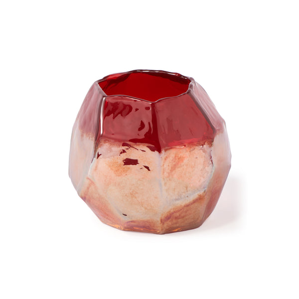 Graphic Luster Candle Holder <br> Red <br> (Ø 12.5 x H 10.5) cm