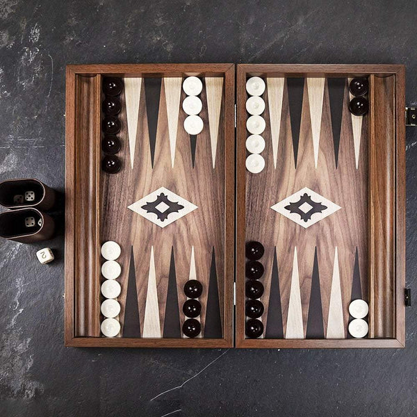 American Walnut with Mahogany Oak <br> Backgammon Set <br> (47 x 29) cm