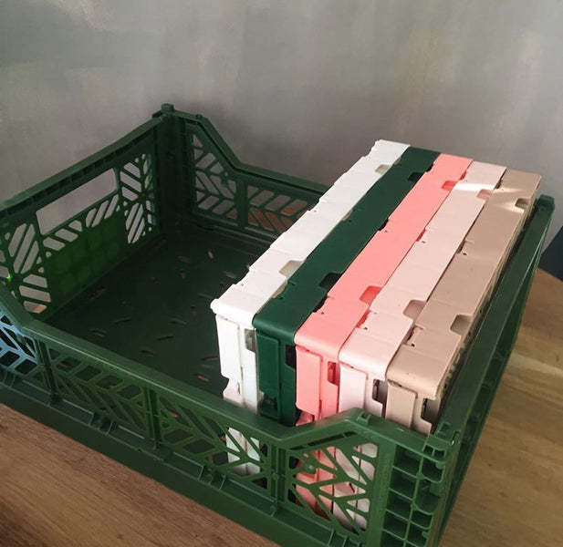 Folding Crate <br> Dark Green <br> (L 40 x W 30 x H 14) cm