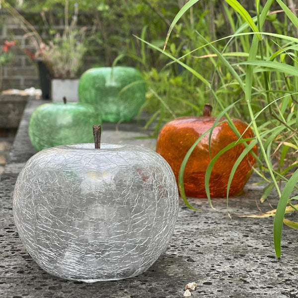 Apple Crackled Glass Transparences <br> Emerald <br> (Ø 20 x H 15) cm