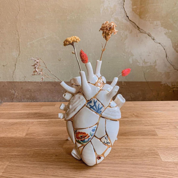 Love in Bloom Vase <br> Kintsugi <br> (L 16.5 X W 9 X H 25)