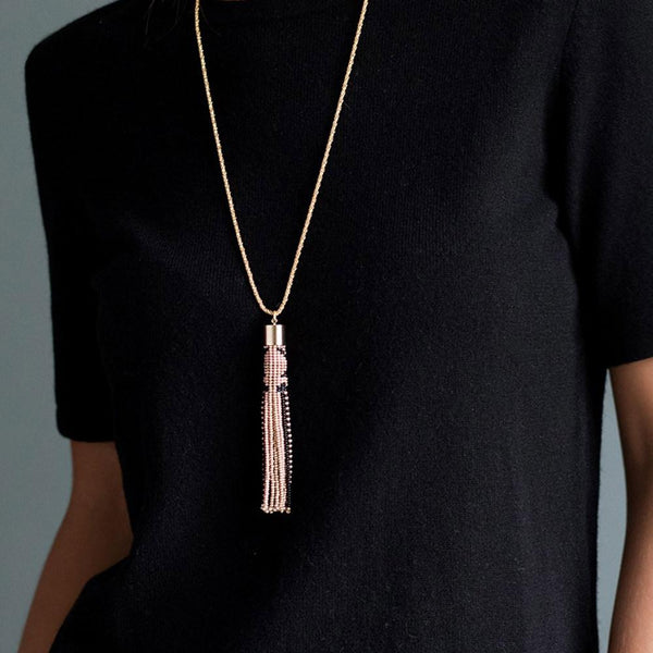 Tassel Necklace <br> White and Gold