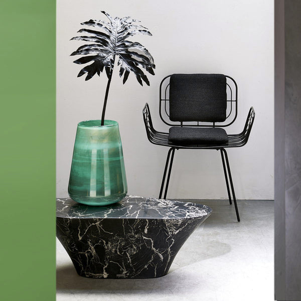 Oval Marble Coffee Table <br> Black <br>  (L 87.5 x W 51 x H 30) cm