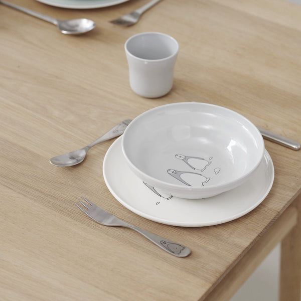 Pingo Children’s Tableware <br> Grey & White <br> Set of 3