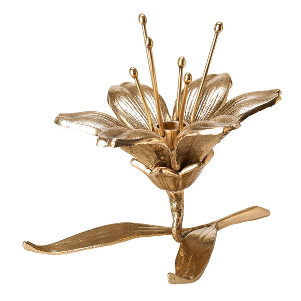Lilly Candle Holder <br> Gold <br> (L 20 x W 13 x H 15) cm