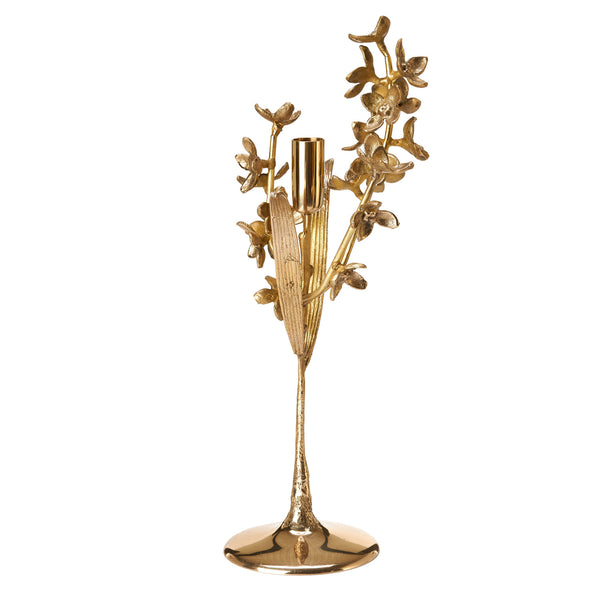 Orchid Candle Holder <br> Gold <br> (L 10.5 x W 20 x H 42) cm