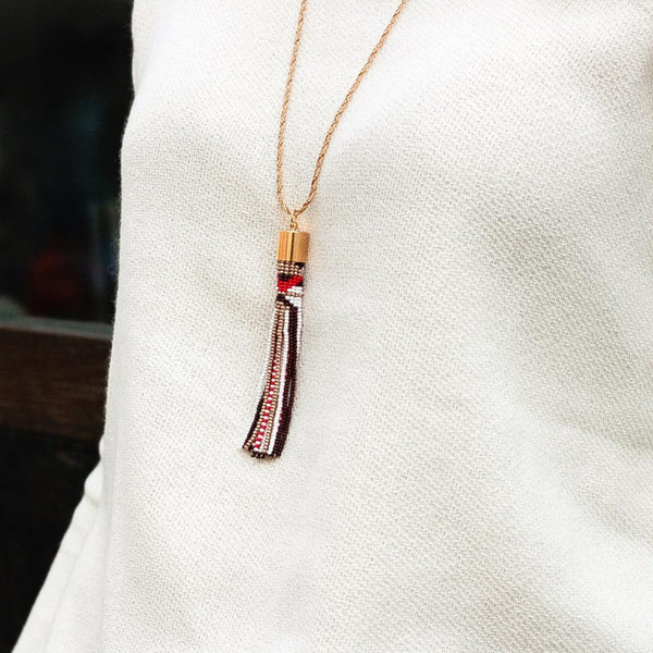 Tassel Necklace <br> Red and Gold