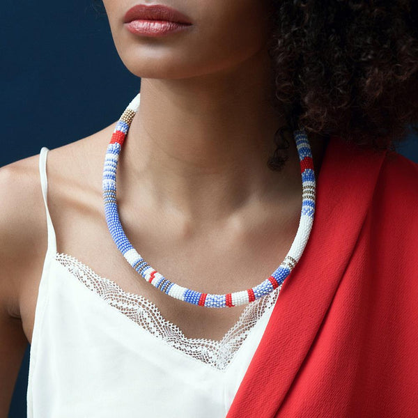 Tube Necklace <br> Red and White