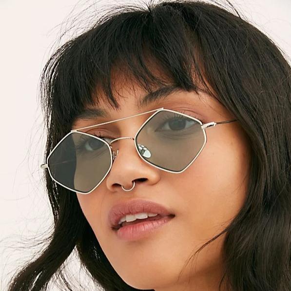 Rigaut Sunglasses <br> Gold Frame <br> Blue Pastel Lenses