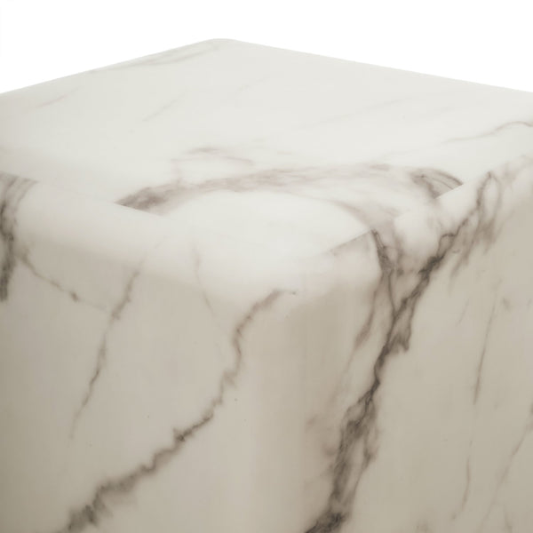 Pillar Marble Look Side Table <br> (L 33 x W 33 x H 61) cm