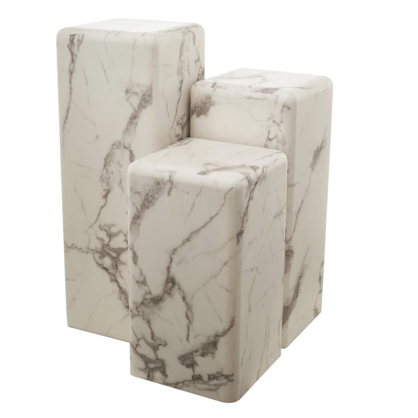 Pillar Marble Look Side Table <br> (L 33 x W 33 x H 61) cm