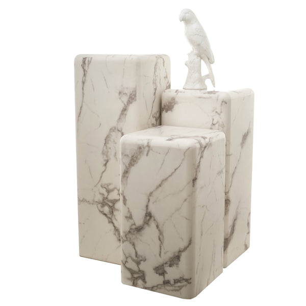 Pillar Marble Look Side Table <br> (L 33 x W 33 x H 61) cm