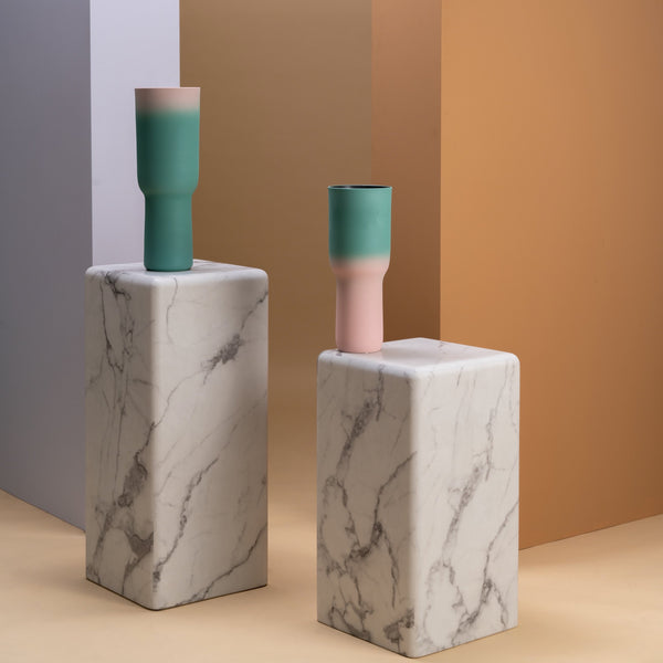 Pillar Marble Look Side Table <br> (L 33 x W 33 x H 61) cm