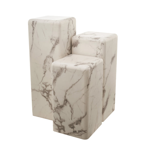 Pillar Marble Look Side Table <br> (L 33 x W 33 x H 91.4) cm
