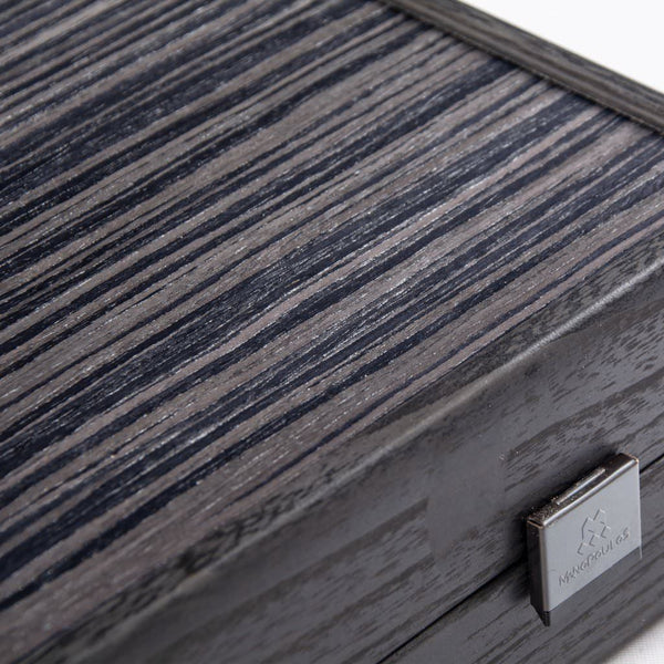 Black Oak with Silver Stripes <br> Backgammon Set <br> (47 x 29) cm