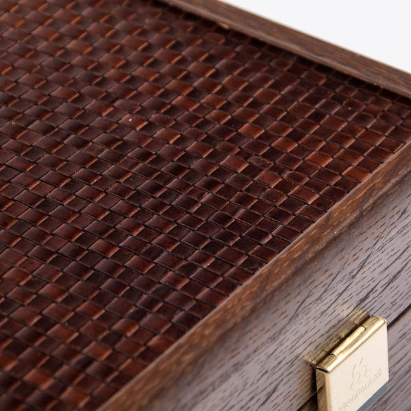 Knitted Leather in Brown <br> Backgammon Set <br> (47 x 29) cm