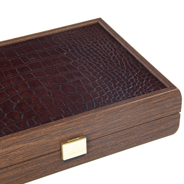 Playing Cards <br> Brown Leather Croc Tote Case <br> (24 x 16) cm